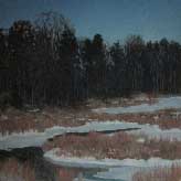 Bog in Winter Landscape paintings by David Rosenthal Artist from Alaska